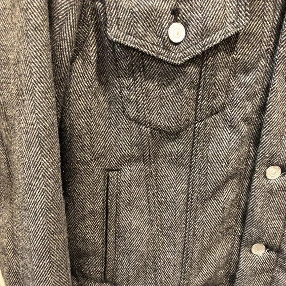 VTG Levi Strauss & Co Ted Tab Big E Mens Small Truckers Jacket Gray Herringbone - Picture 5 of 7